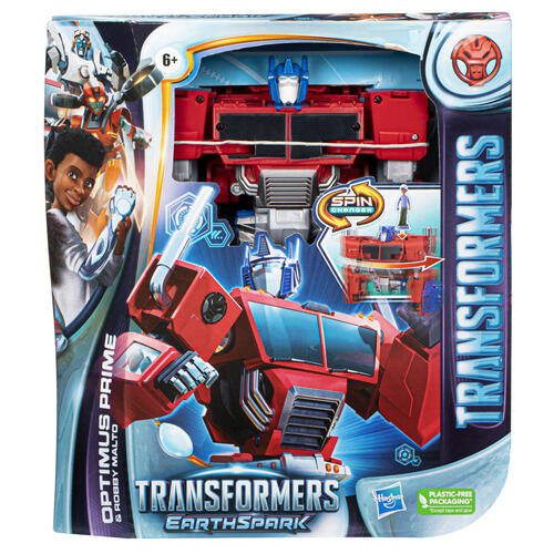 Transformers EarthSpark Spin Changer Optimus Prime and Robby Malto